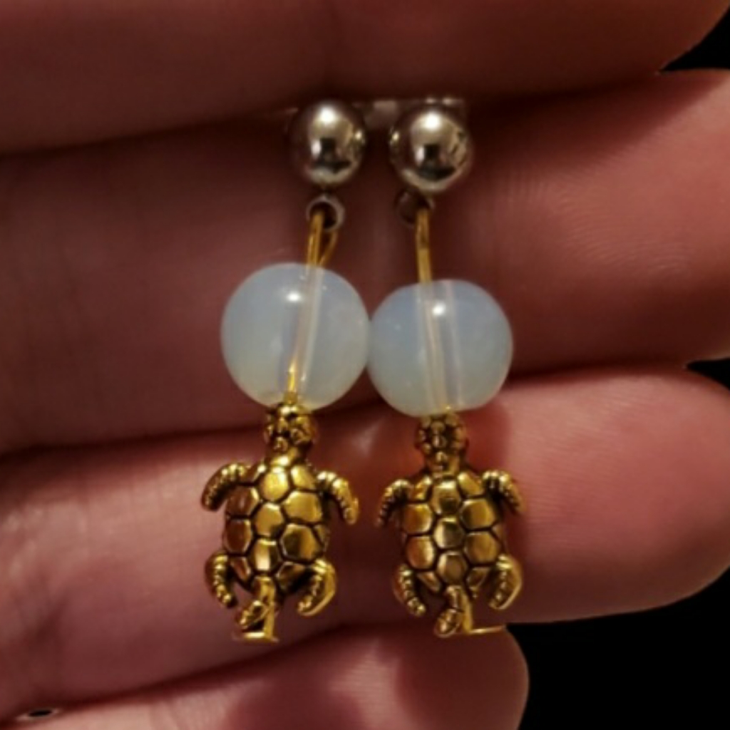 Opalite Turtle Earrings